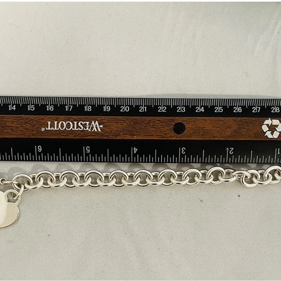 Tiffany & Co. 925 Sterling Silver Chain Link Bracelet w/ Heart Charm - Picture 4 of 4